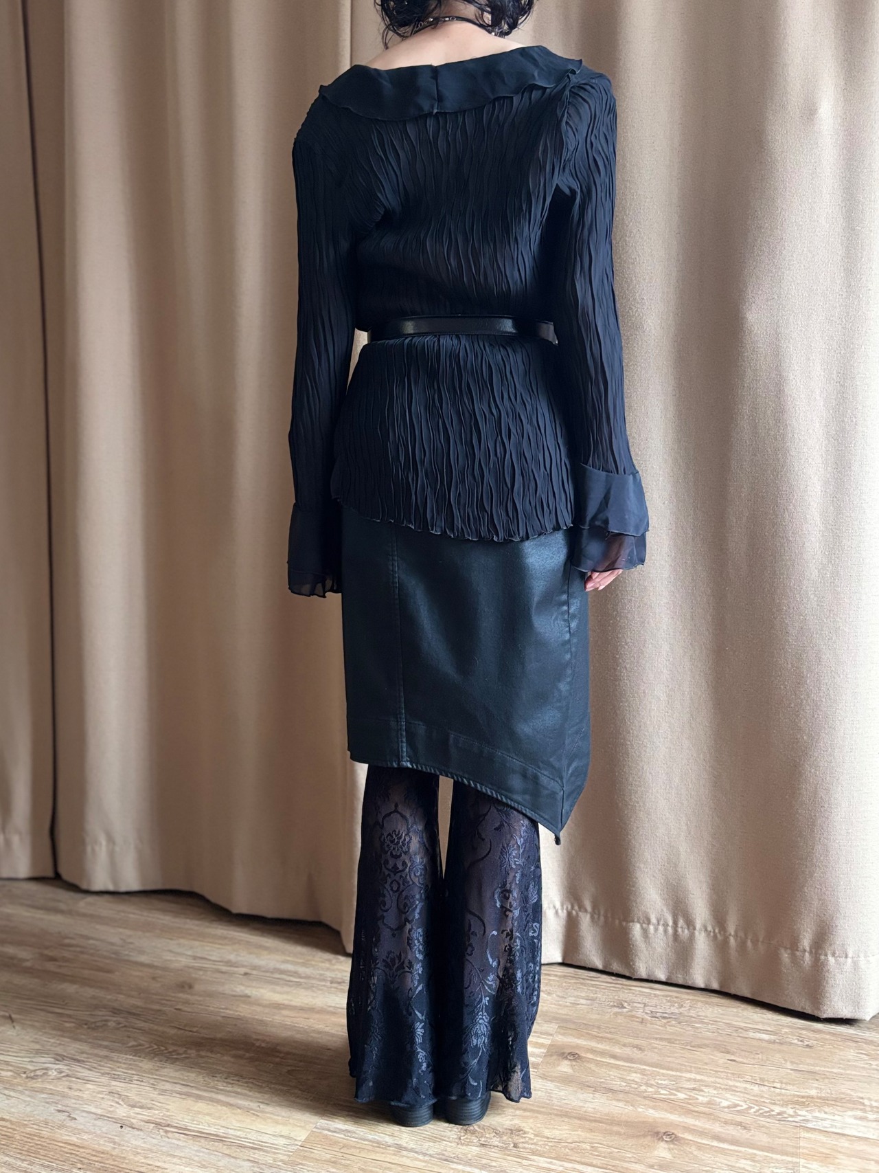 MADE IN ITALY black double zip skirt-5185-9