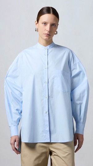 ROBERTO COLLINA -Camicia Coreana Over- :CELESTE, :BIANCO, :NERO,