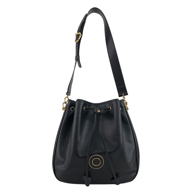 CELINE セリーヌ ショルダーバッグ ブラック ロゴ サークル レザー 巾着 vintage ヴィンテージ オールド ep8eu3