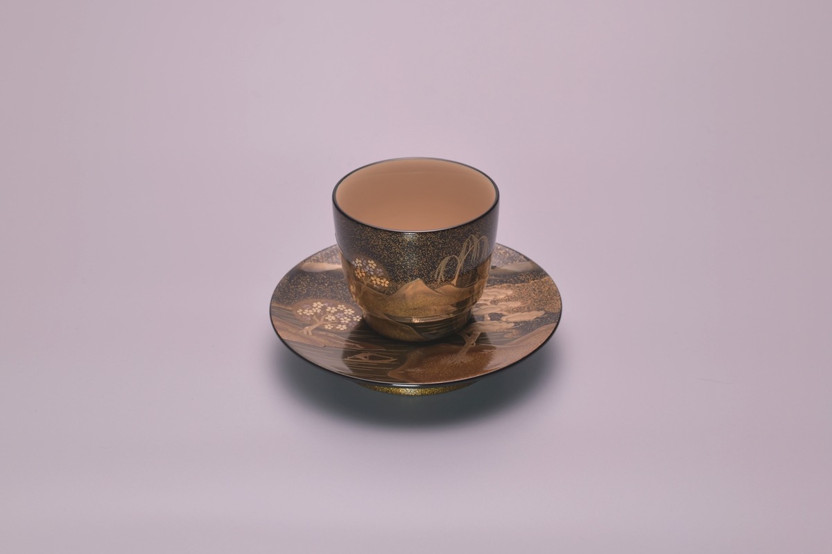 Nuri Tea Wajima-nuri Urushi Tea Cup Set “Sansui (right Pine)” | 川﨑漆器店