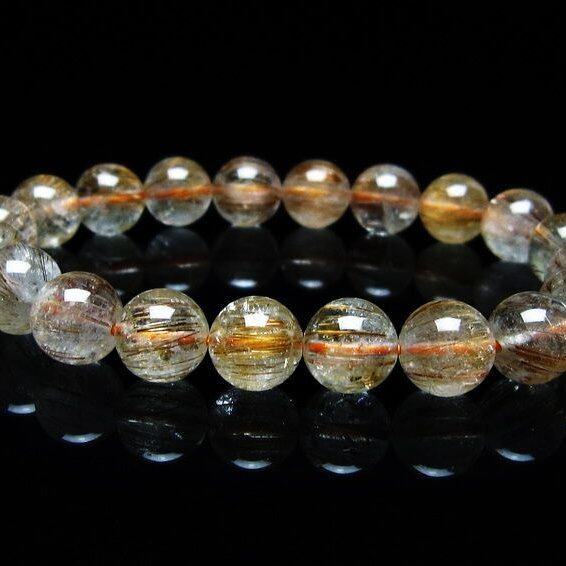 キャッツアイルチルクォーツ ブレスレット 9mm ルチルクォーツ ブレス 一点物 メール便可 [M便 1/10] 111-45851