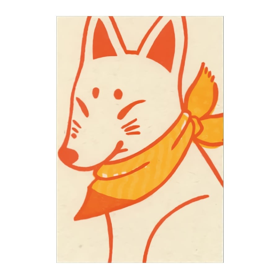 梅屋の縁起物ポストカード キツネ レトロ印刷 絵はがき | きつねの雑貨