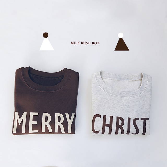 〈即納あり！〉kids sweat 【 BROWN merry & christmas!】