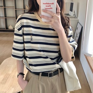 【送料無料】レディース ベア刺繍ボーダー シャツ トップス Tシャツ ラウンドネック プルオーバー 半袖 大人可愛い ママコーデ ママファッション 韓国系 オルチャン 人気 トレンド 新作 20代 30代 40代 きれいめ レトロ シンプル お出かけ デート おしゃれ 通勤 通学 オフィス OL デイリー 普段着 ラフ カジュアル フェミニン シック ゆったり 体型カバー 着痩せ 着回し インスタ映え 春 夏 CO3965