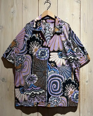 【a.k.a.C.a.k.a vintage】70's Artistic Flower Pattern Vintage Loose S/S Open Collar Shirt
