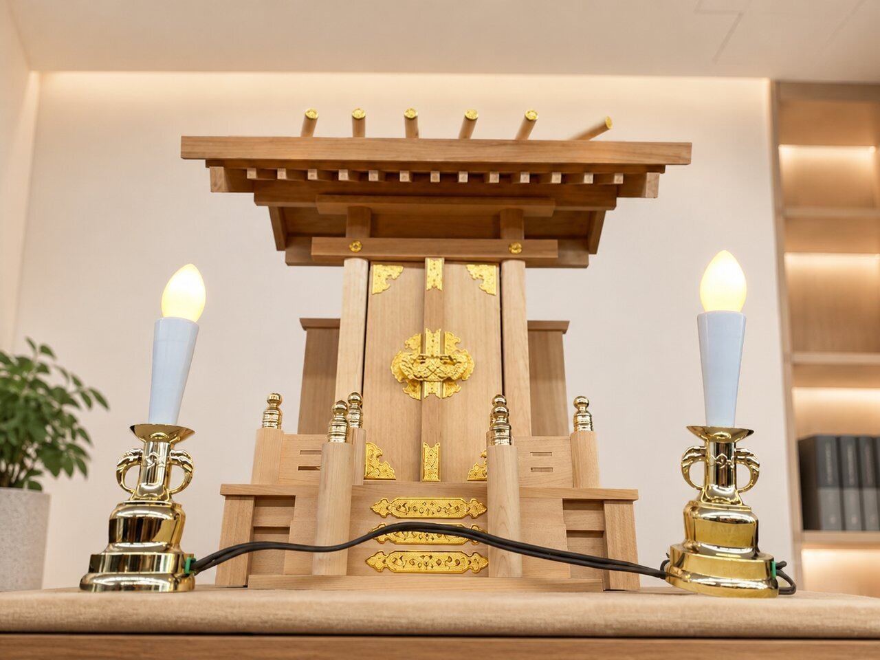 ガネーシャランプ 白 小 2本立て｜仏壇・神棚の電気ろうそく 4