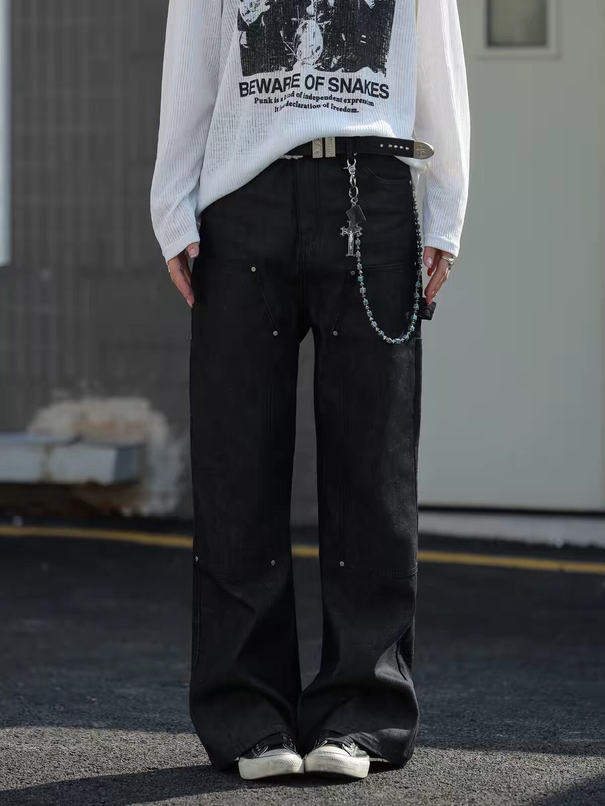 ブラックワイドデニムパンツ / BLACK WIDE DENIM PANTS
