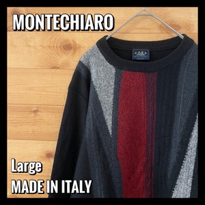 【MONTECHIARO】イタリア製 デザインニット セーター 切替 立体 EU古着 ヨーロッパ古着