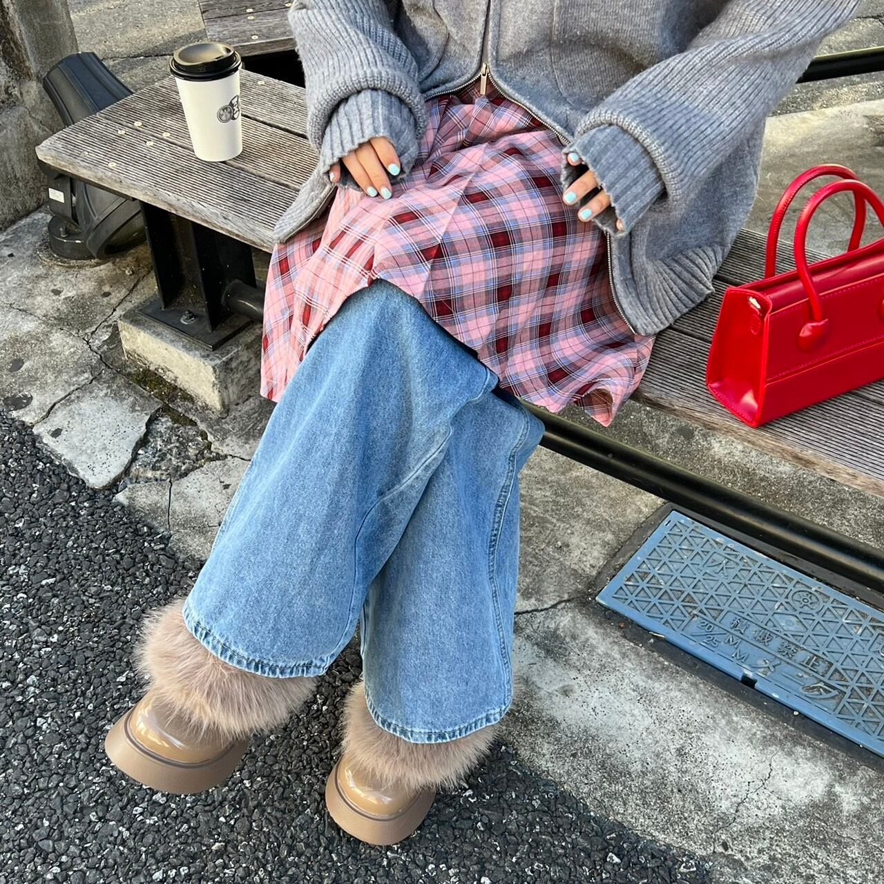 チェック柄プリーツスカート_LN02407