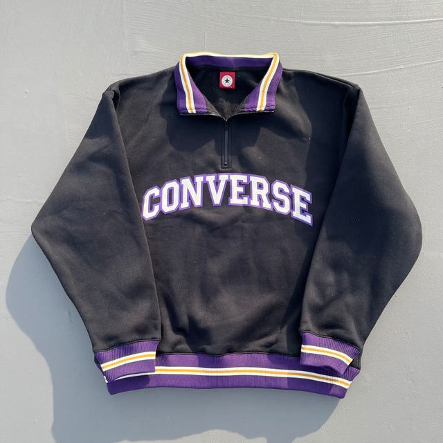 #7102 "CONVERSE" logo print halfzip sweat