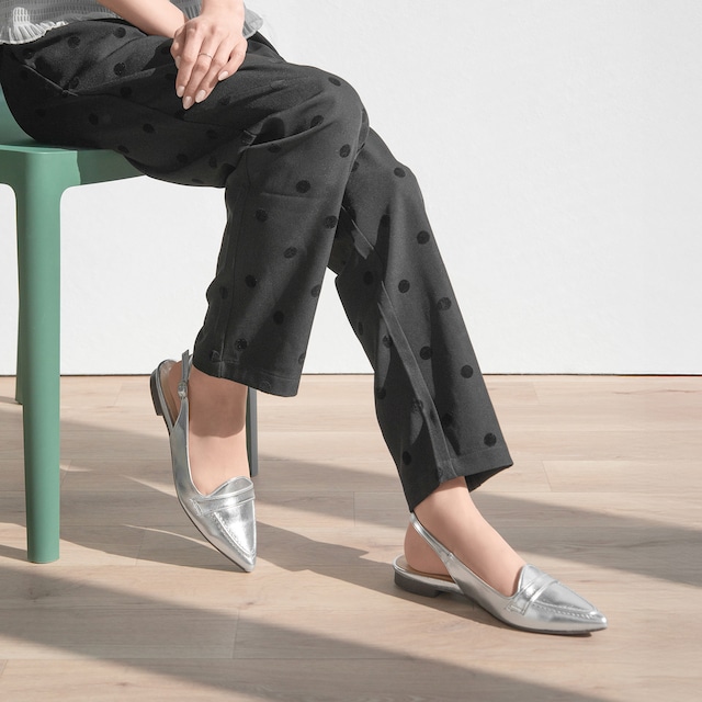 【OT3767】ローファーデザイン フラットシューズ：シルバー Lサイズ【一部難あり】