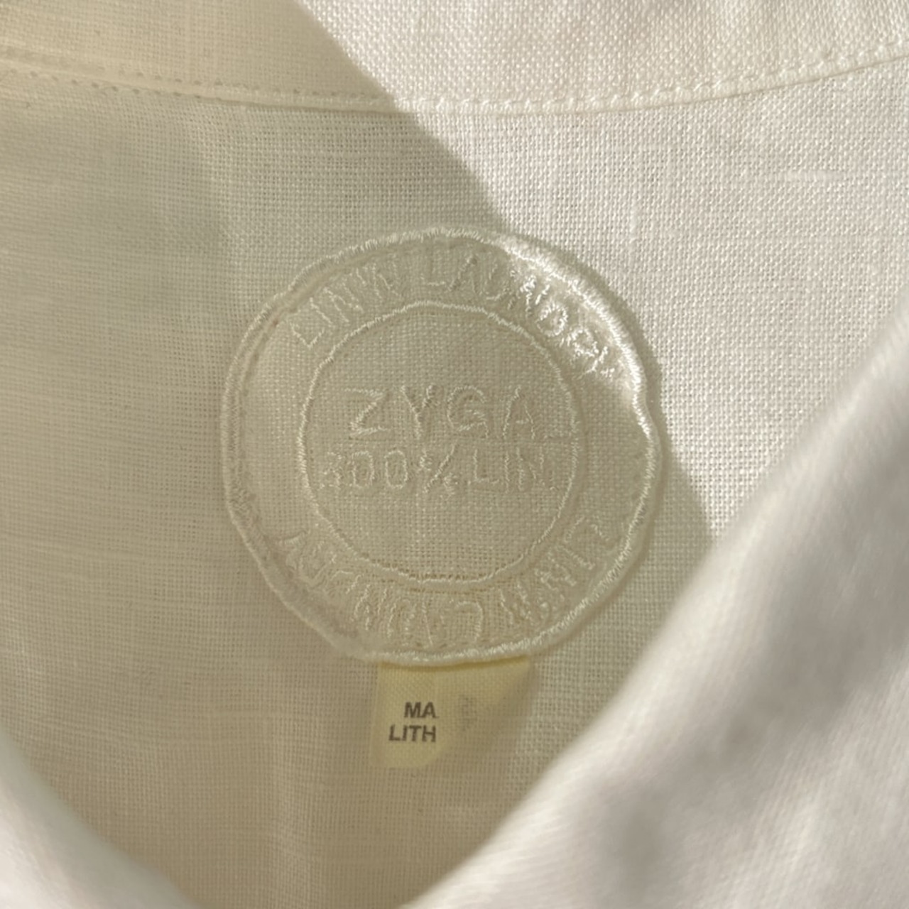 ZYGA Lin’n Laundry リネン100% ズィガ ラン ランドリー シャツ ワンピース サイズ L /ホワイト/レディース/リトアニアリネン