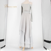 社交ダンス 衣装 スタンダード 上下セット ツーピース レッスンウェア パーティ衣装 Create-Sun クリエイトサン ラインストーン グレイ系 上質 ライトグレー 伸縮性 ウエストゴム ポリエステル フォーマル ダンスウェア ショー衣装 発表会 レッスン用 レディース おしゃれ セットアップ