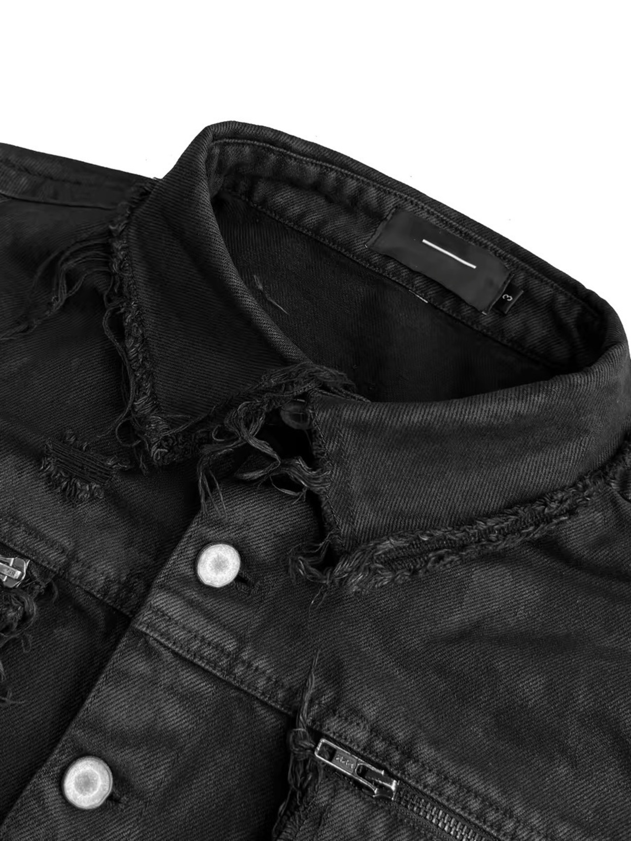 【CinderVein】Decayed Waxed Distressed Denim Jacket