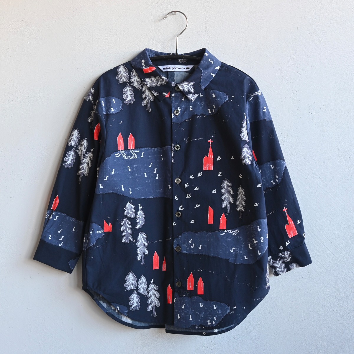 mina perhonen 2022AW》forest village シャツ / navy / 110-140cm 