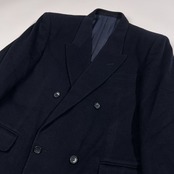 カシミヤ100% FICH カシミア ウール ダブル テーラードジャケット ブレザー サイズ M /ネイビー/メンズ