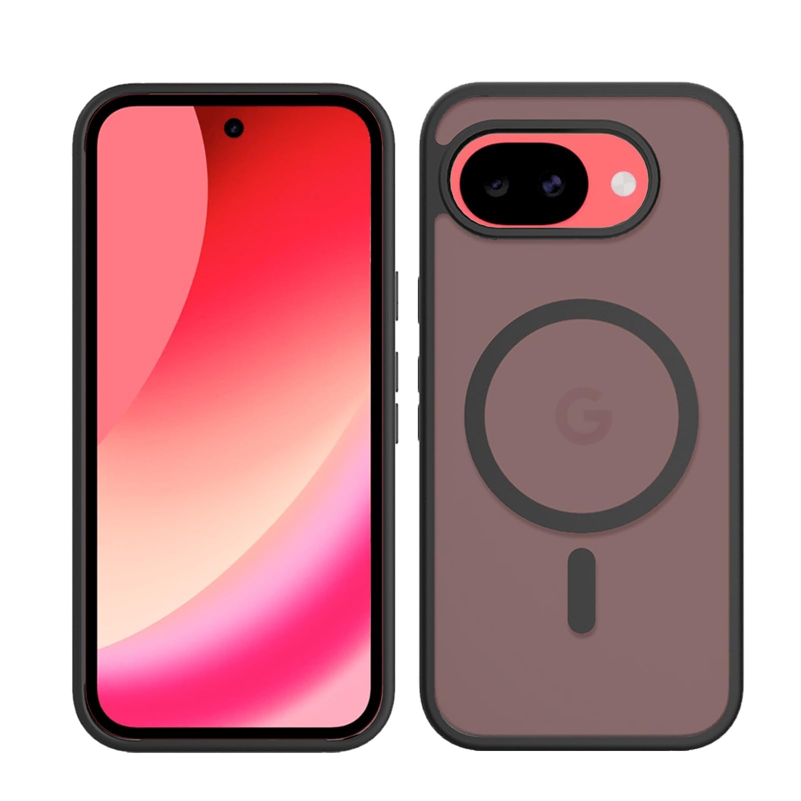HUAKE 対応 Google Pixel 10a 用 ケース 米軍MIL規格 マグネット充電対応, マット半透明 滑り止め,カメラ保護, 衝撃吸収, 軽量スリム設計 保護カバー(マットブラック)