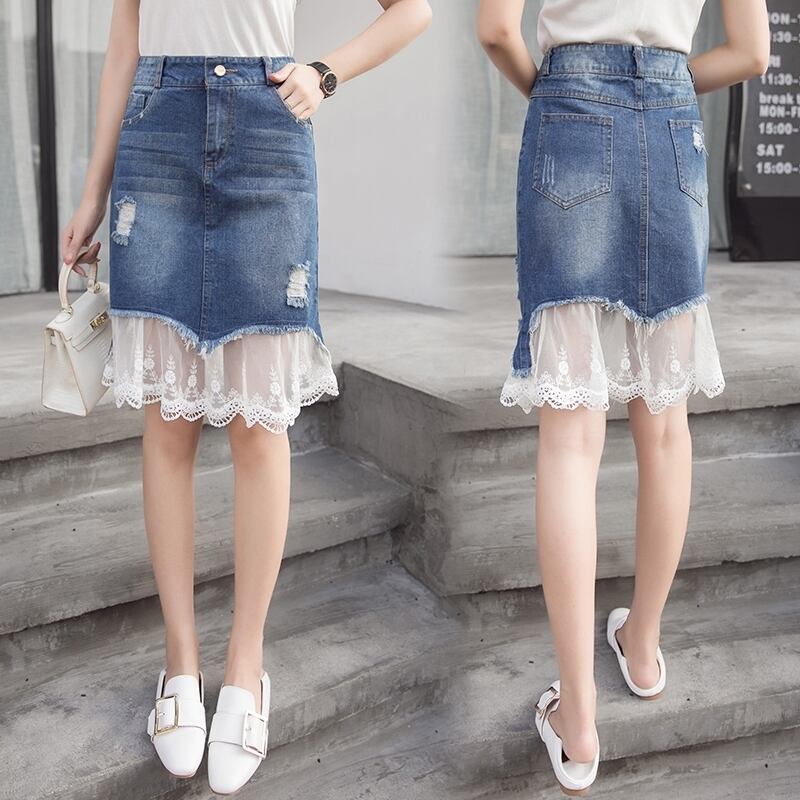 La Belle Etude タックフリルボリュームチュールデニムスカート