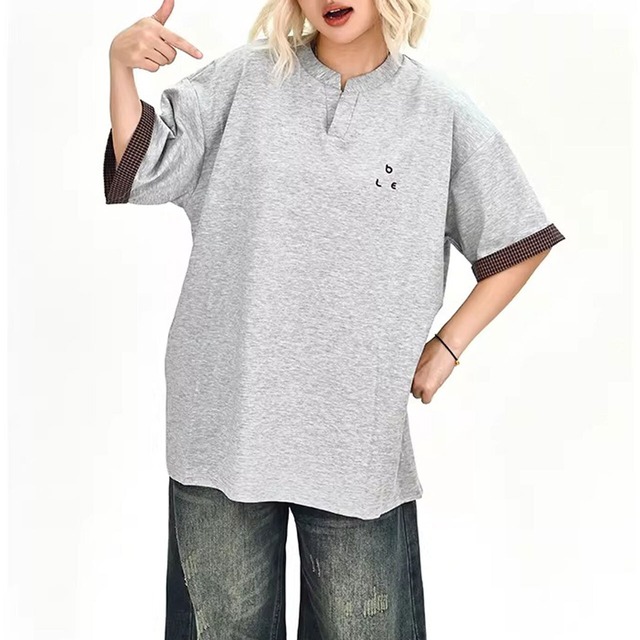 ミニマルロゴアクセントスキッパーデザインTシャツ 2col   R02143