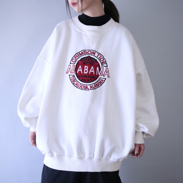 "刺繍" Alabama university college logo XXL over silhouette sweatshirt