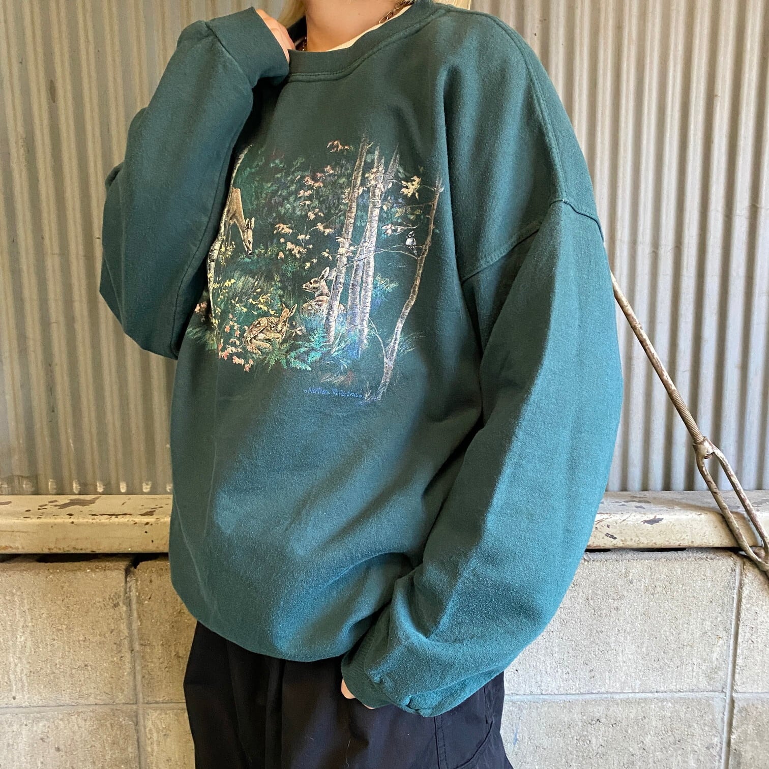 90年代 USA製 SEA DOG SPORTSWEAR アート プリントスウェット メンズM