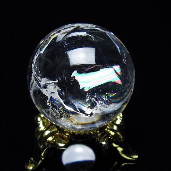 アイリスクォーツ 水晶 丸玉 虹入り 26mm スフィア 置物 水晶玉 一点物 141-7049