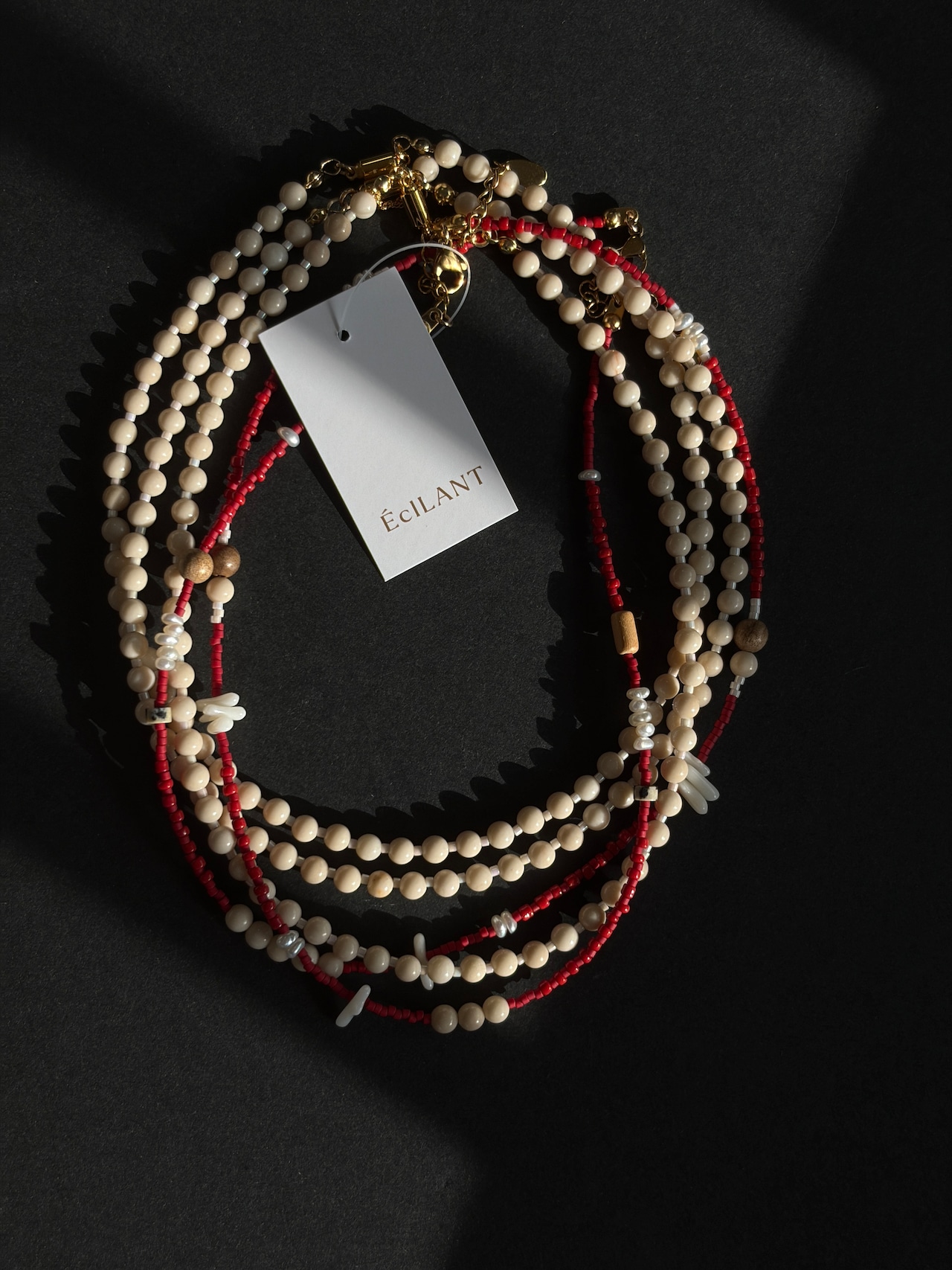 Red – coral × Beads Necklace［BZN41］