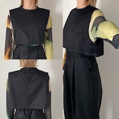 smooth cloth short vest/black