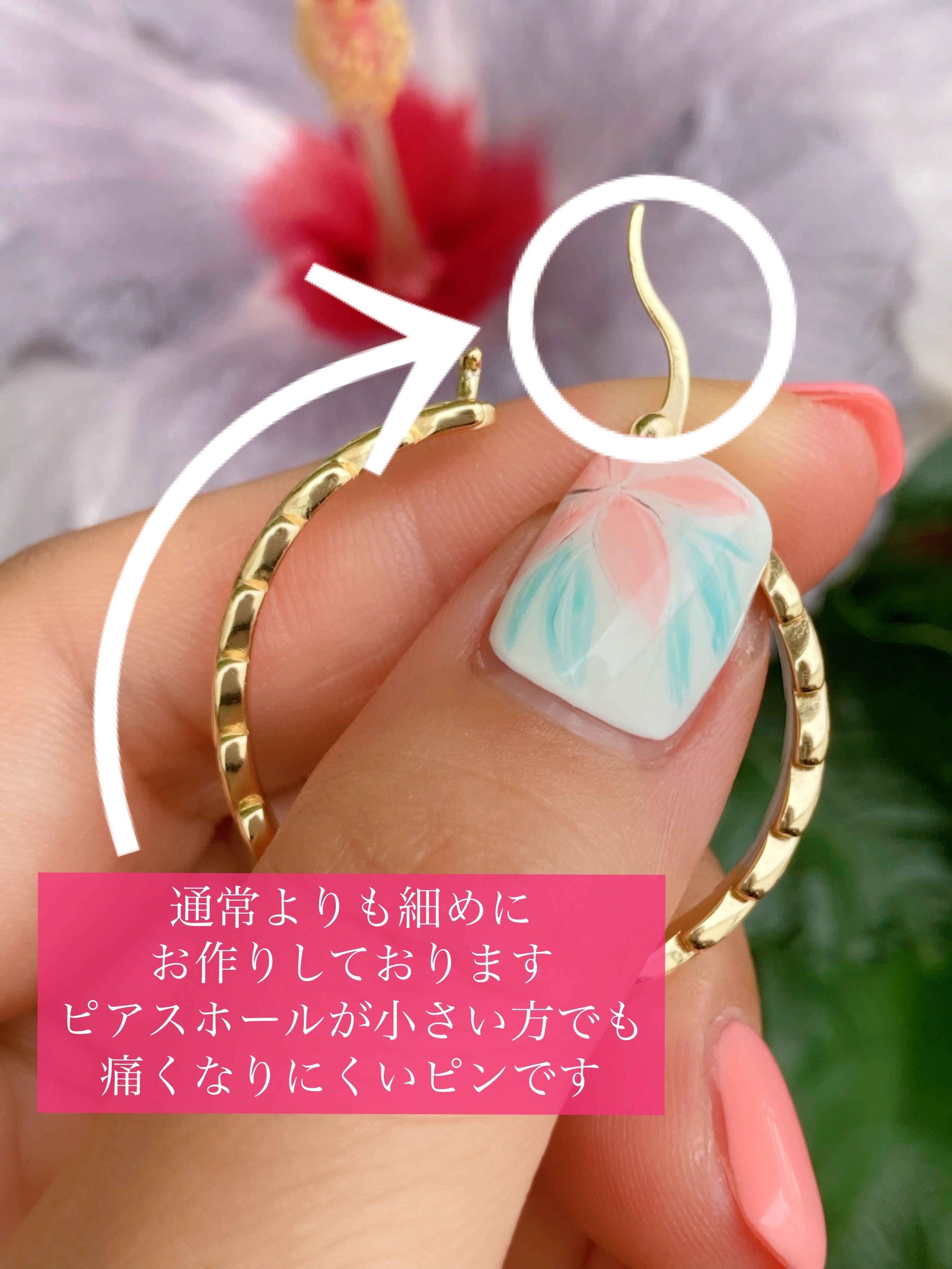 30mm Maile hoop earring Hawaiianjewelry(ハワイアンジュエリー