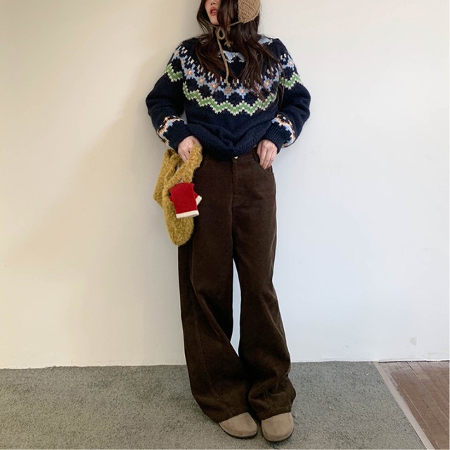 pattern-knit pullover　J00343