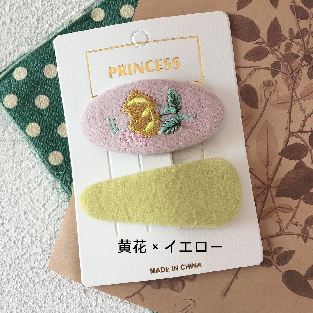 restock!【送料無料】刺繍ぱっちんピン ヘアクリップ ヘアアクセサリー