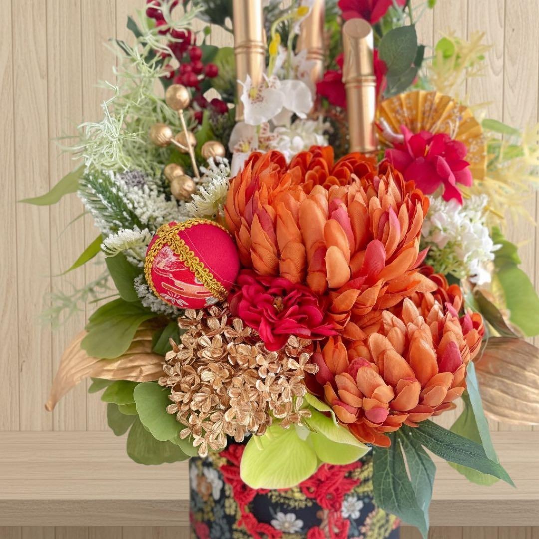 ㉙ 和モダン門松 M｜可憐な花々と竹が奏でる、モカアンドマルシェの