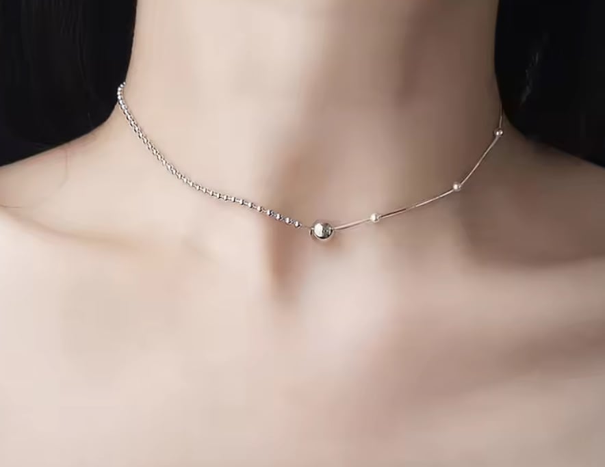 SV925asymmetryballchainnecklace