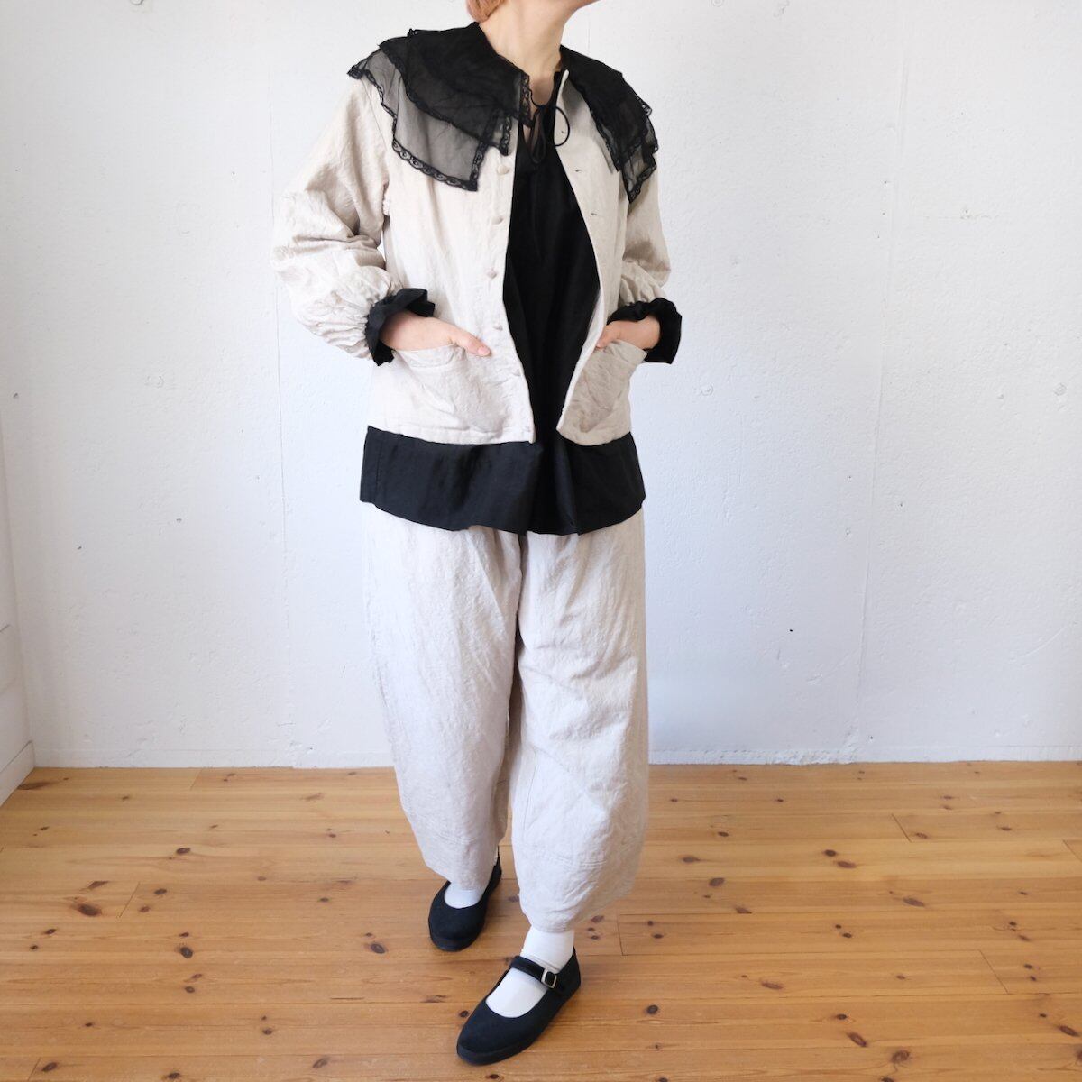 TOWAVASE(トワヴァーズ）Leavers blouse シルクコットン 3重衿ブラウス