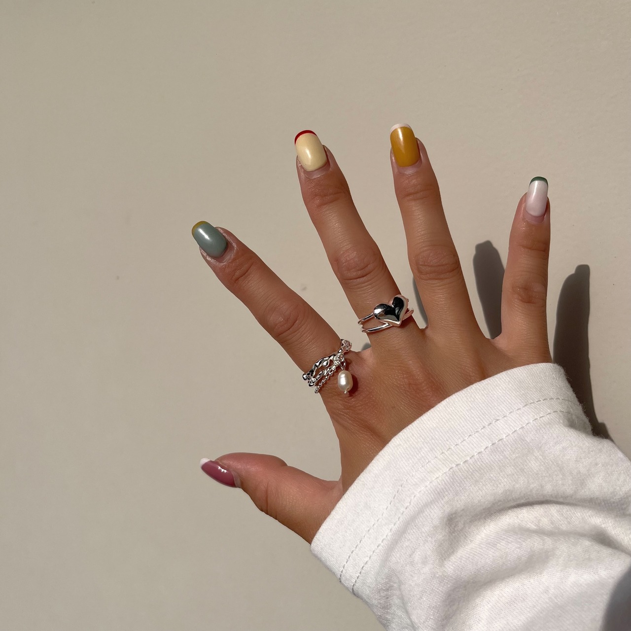 ［silver925］ballchain×perl ring