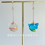 色が選べる★にゃんこヨーヨーピアス・イヤリング　イヤーカフ　選べるカラー　水風船　猫　ねこ　ネコ