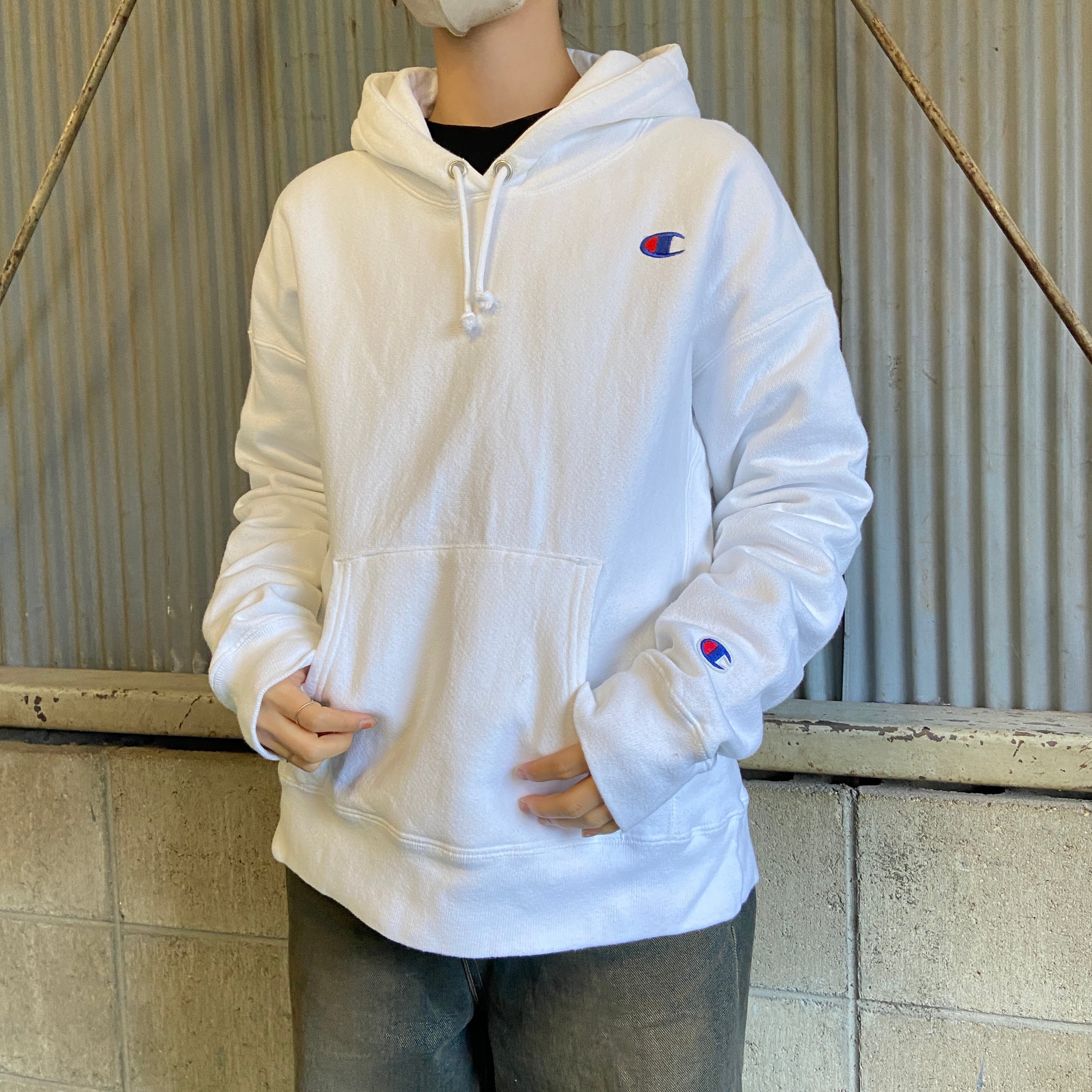 Champion REVERSE WEAVE プルオーバー パーカー 白