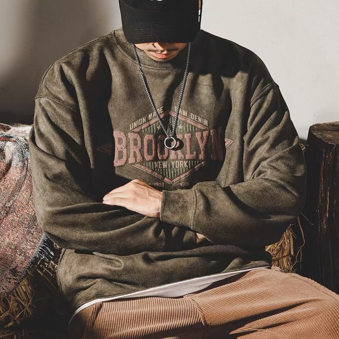 Drop shoulder logo print sweatshirt 0209 - 1