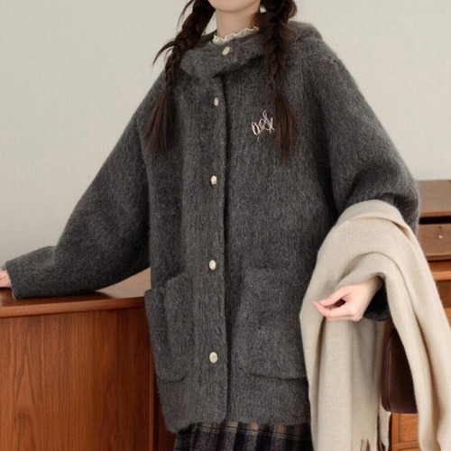 刺繍ウールタッチショートコート ・73050