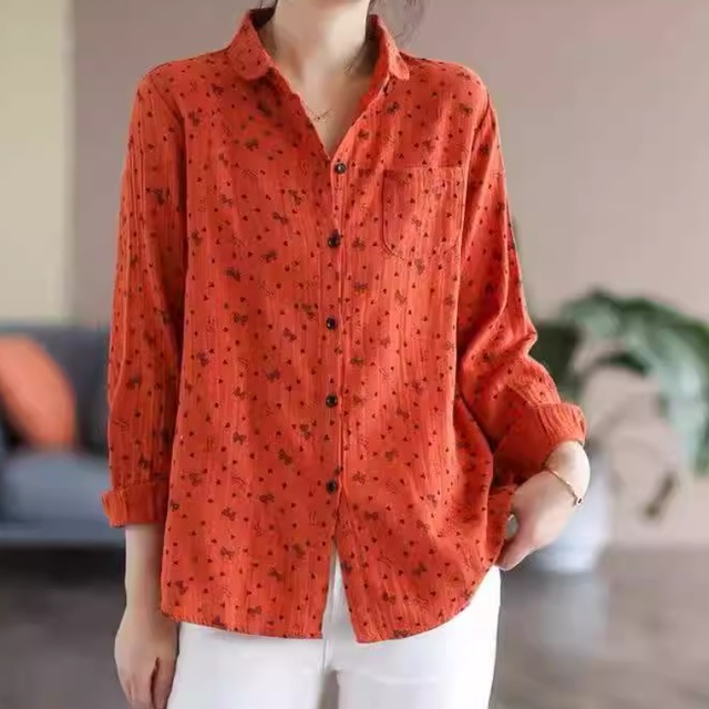 レディース トップス シャツ ブラウス 前開き 長袖 襟付き ポケット ボタン 薄手 リネン かわいい 大人可愛い きれいめ シンプル カジュアル 上品 おしゃれ かっこいい レトロ アジアン こなれ感 ラフ ルーズ 個性的 エレガント モダン 主役級 存在感 とろみ感 抜け感 ラブリー キュート ベーシック ロマンティック ナチュラル 総柄 春 ママ デート お出かけ 公園 女子会 休日 バカンス ショッピング お花見 カフェ コーデ 楽ちん 体型カバー 普段使い 着回し モテ 清楚 ゆったり ゆる