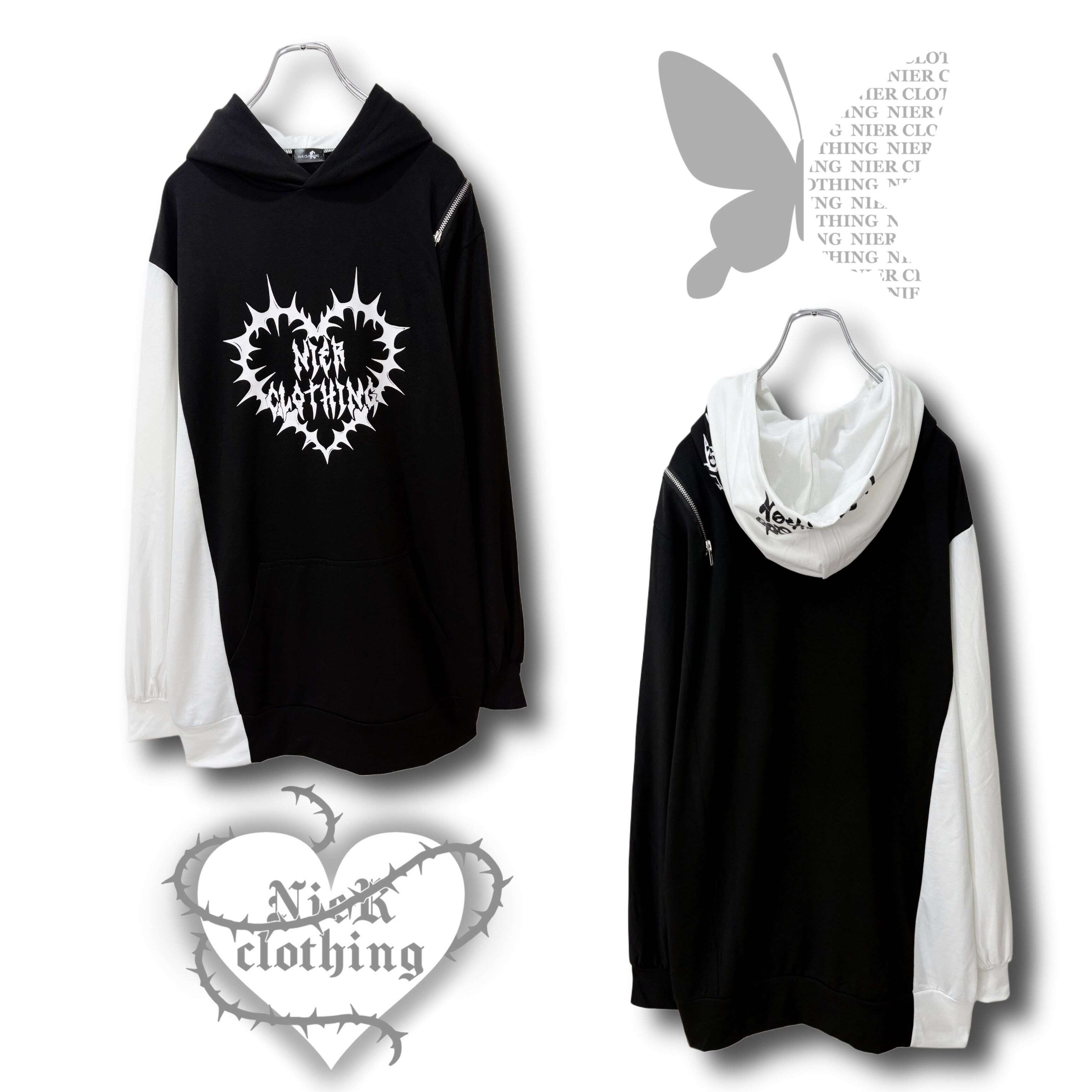 NieR】DOUBLE HOOD PULLOVER -ONE SIDE ZIP- YU0066 ニーア NieR】DOUBLE HOOD PULLOVER -ONE SIDE ZIP- YU0066 ニーア