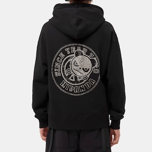 送料無料【HIPANDA ハイパンダ】メンズ フーディー スウェット MEN'S GOLD EMBLEM RHINESTONE HOODIE SWEAT SHIRT / BLACK