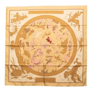 エルメス カレ90 Hemisphaerium Coeli Boreale 北半球の星座 スカーフ ベージュ シルク レディース HERMES 【中古】