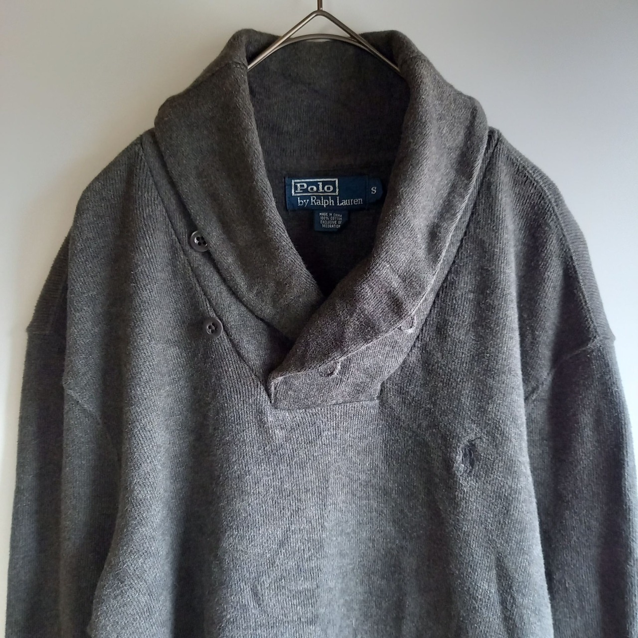ポロバイラルフローレン　ショールカラー　スウェットトレーナー　グレー　S