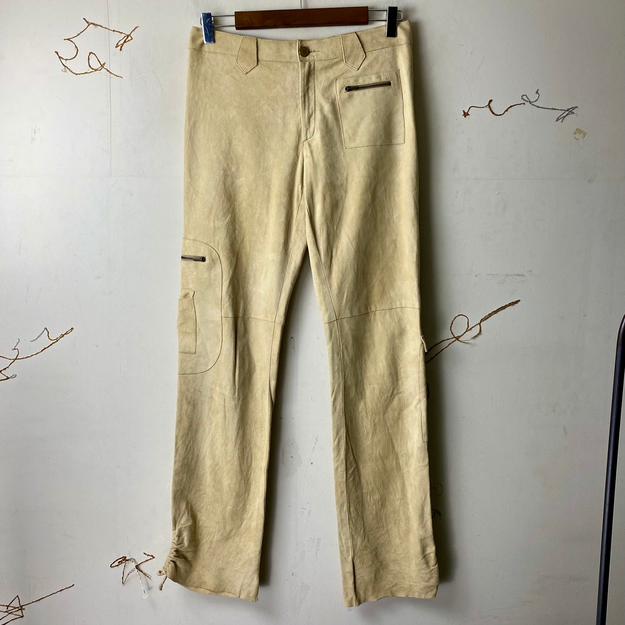 vintage RALPH LAUREN asymmetrical pockets design lamb suede pants