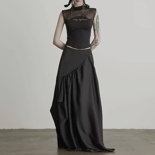 Sheer cutout mock neck top C1195