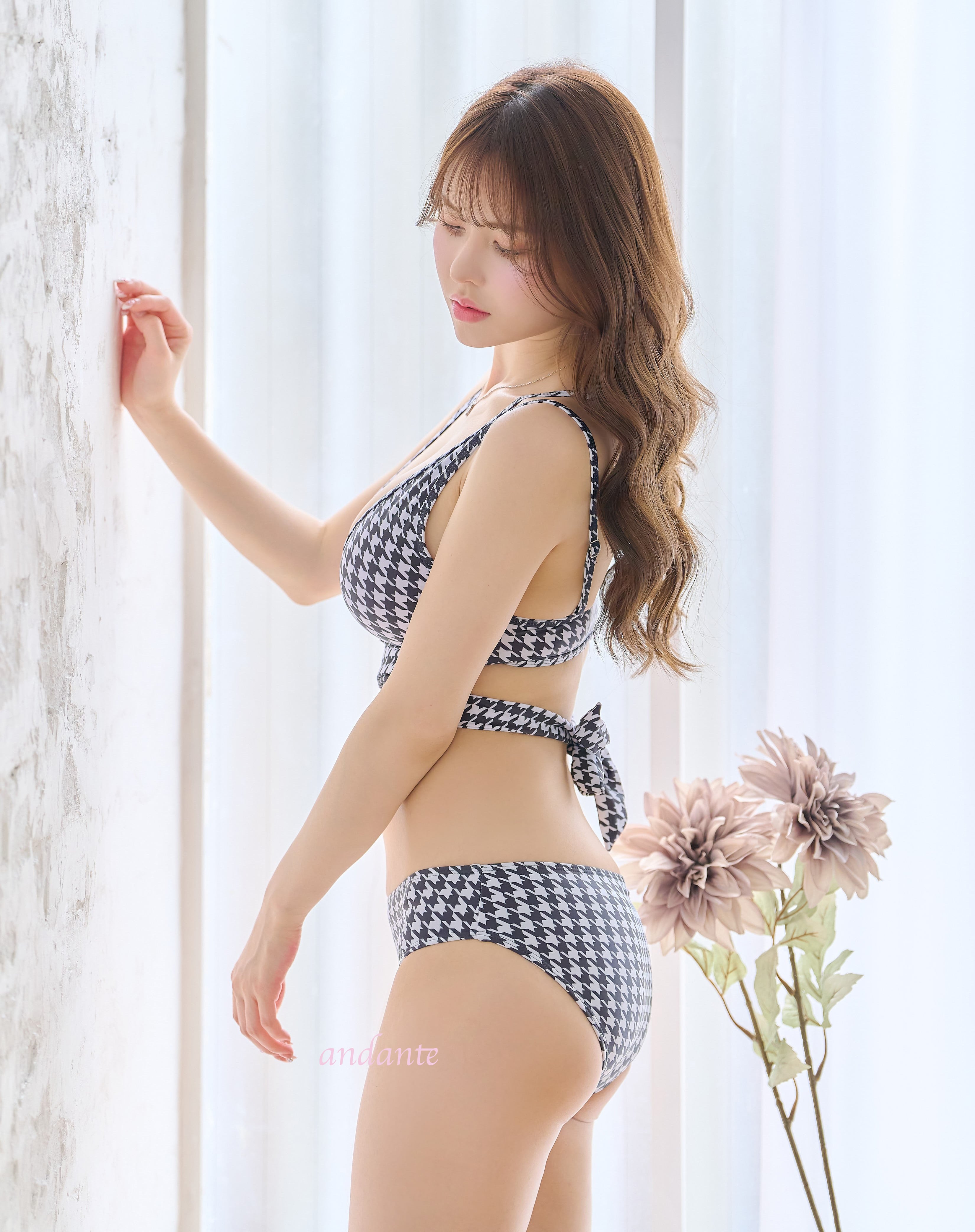 人気NO.14】盛れる千鳥柄クロス水着⭐︎通常レギュラーパンツ a22