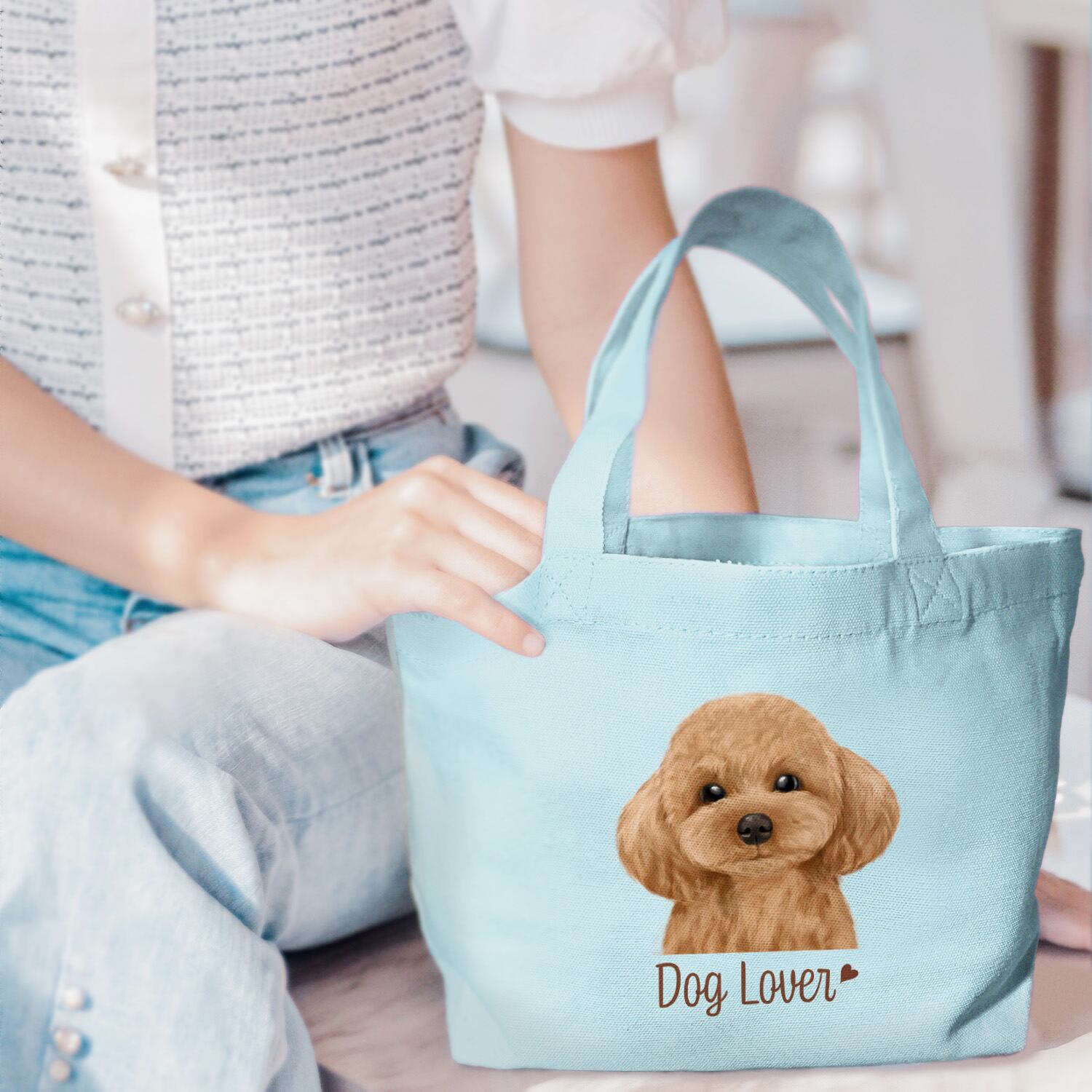 トイプードル 水彩画風 毛色8色 】 ミニキャンバス トートバッグ 犬