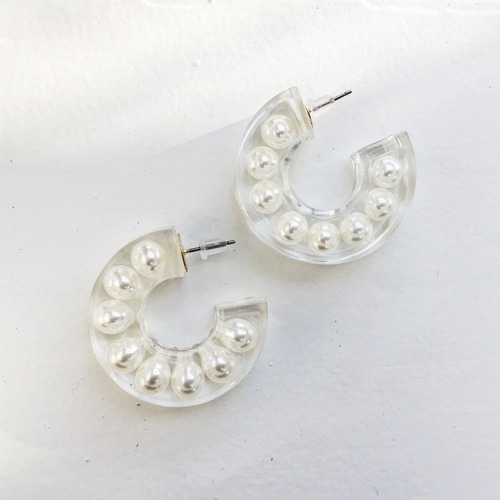 PIERCINGS || 【通常商品】CLEAR PIERCING WITH PEARLS || 1 PIERCINGS || WHITE || FCF176