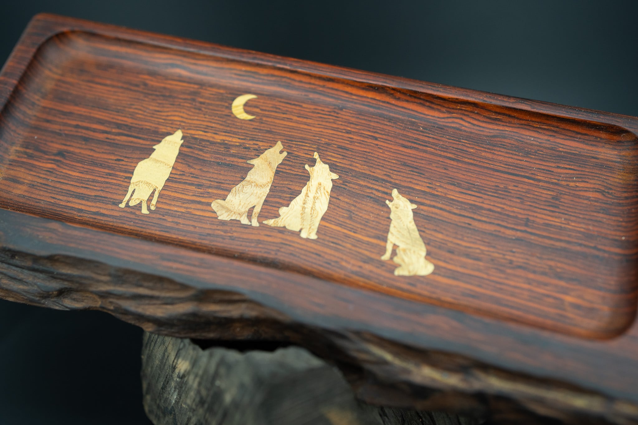【 エスニックなローズウッド 】ココボロ ペントレイ 木象嵌 月に吠える